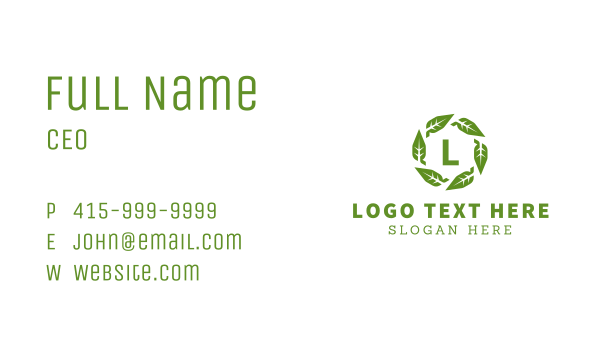Green Leaves Letter Business Card Design Image Preview