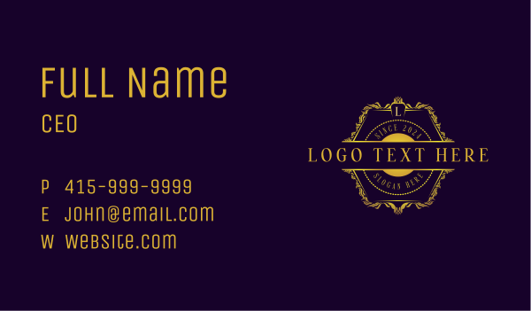Luxury Ornamental Crest Business Card Design Image Preview