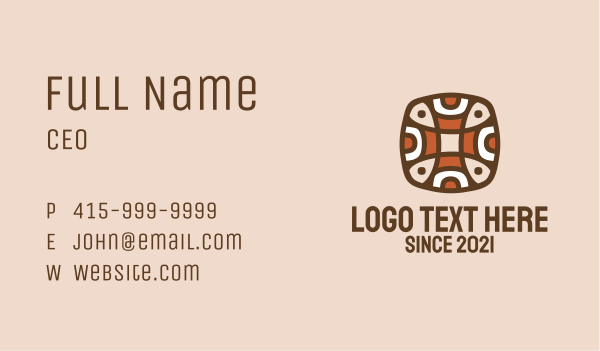 Ancient Aztec Pattern Business Card Design Image Preview