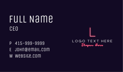 Futuristic Neon Light Lettermark Business Card Image Preview