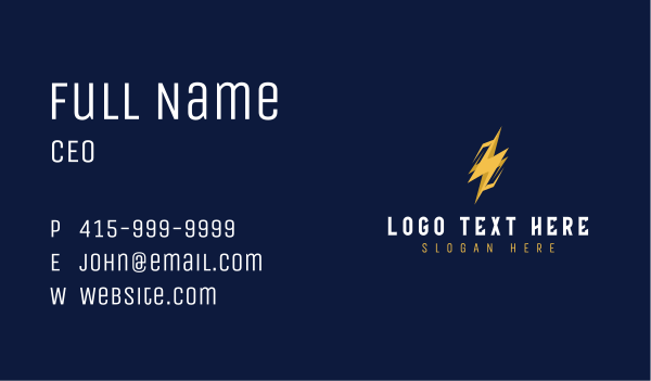 Lightning Bolt Electrical Power Business Card Design Image Preview