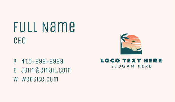 Sunset Beach Island Business Card Design Image Preview