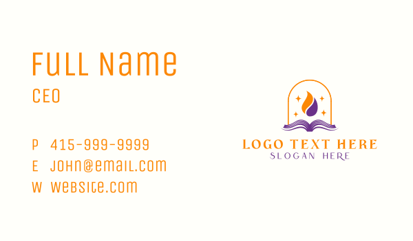 Flame Book Library Business Card Design Image Preview