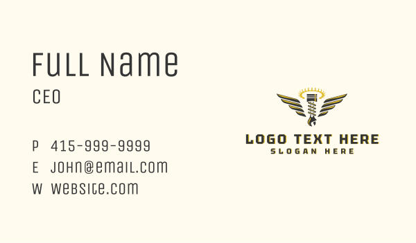 Winged Piston Mechanic Business Card Design Image Preview