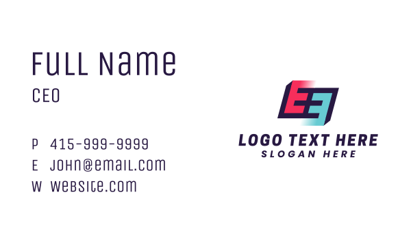 Gradient Monogram E & E Business Card Design Image Preview