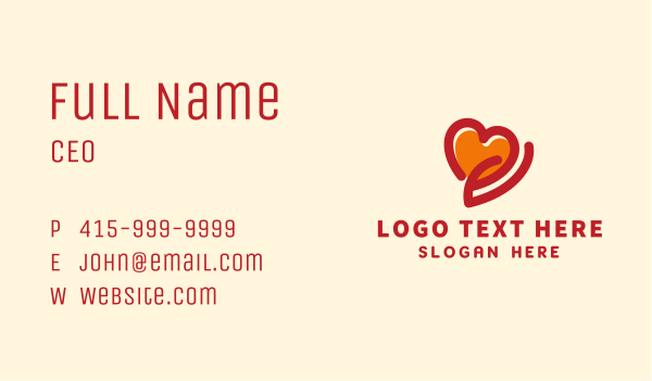 Charity Heart Hand Business Card Design Image Preview