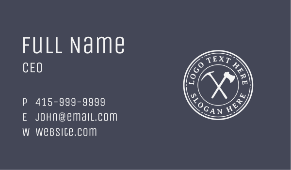 White Axe Tool Business Card Design Image Preview
