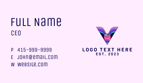 Colorful Soda Letter V Business Card Design Image Preview