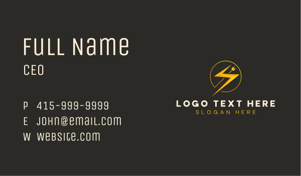 Lightning Electricity Energy Business Card Design Image Preview