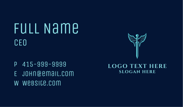 Winged Sword Warrior Business Card Design Image Preview