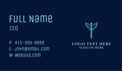 Winged Sword Warrior Business Card Image Preview