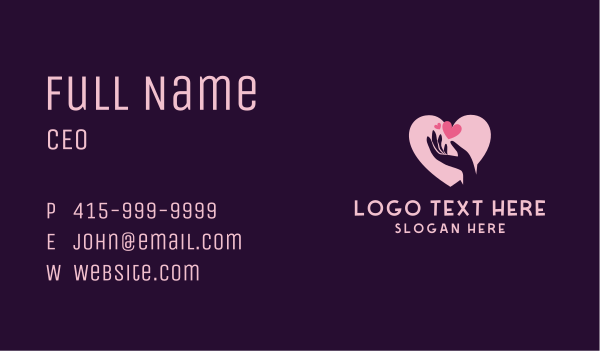 Hand Heart Charity Business Card Design Image Preview