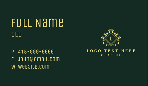 Wreath Diamond Letter Business Card Design Image Preview