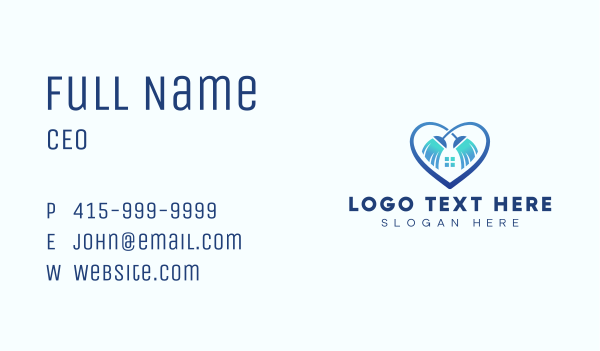 Heart Cleaning Broom Business Card Design Image Preview