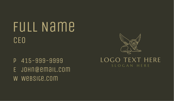 Luxurious Winged Lion Business Card Design Image Preview