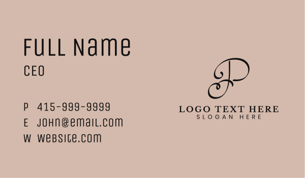Elegant Script Letter P Business Card Design Image Preview
