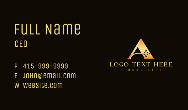 Deluxe Star Letter A Business Card Design Image Preview
