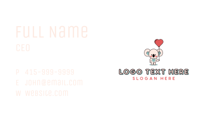 Koala Balloon Zoo Business Card Image Preview