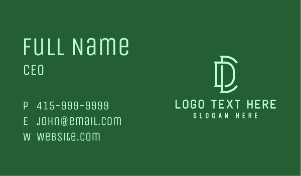 Green Tech Letter D  Business Card Design Image Preview