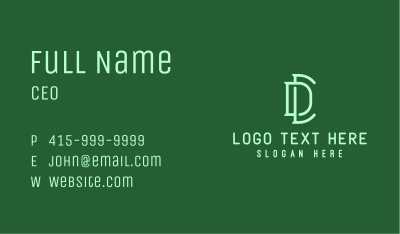 Green Tech Letter D  Business Card Image Preview