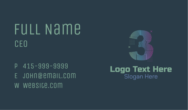 Modern Glitch Number 3 Business Card Design Image Preview