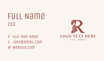 Vintage Winery Letter R Business Card Image Preview