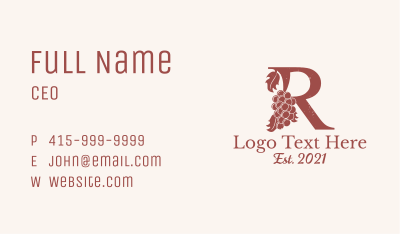 Vintage Winery Letter R Business Card