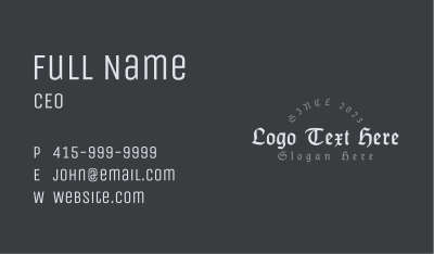 Gothic Vintage Wordmark Business Card Image Preview