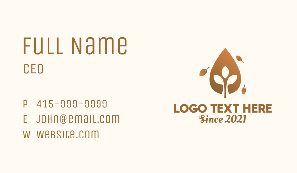 Organic Autumn Leaf  Business Card Design Image Preview
