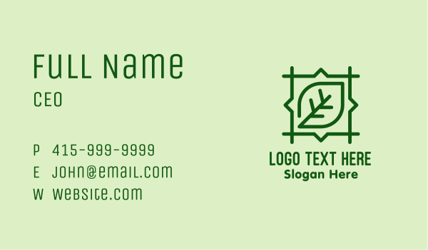 Green Leaf Square  Business Card Design Image Preview