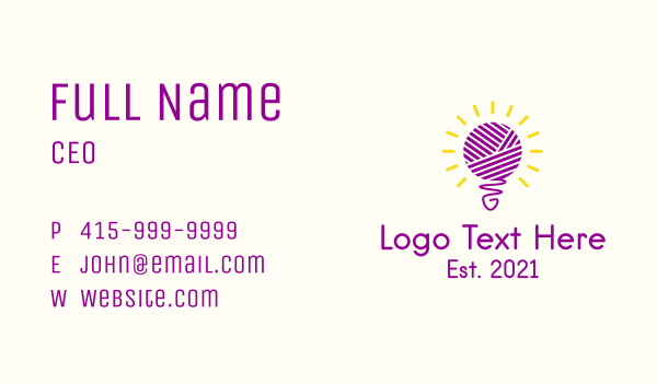 Light Bulb Crochet  Business Card Design Image Preview