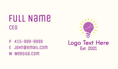 Light Bulb Crochet  Business Card Image Preview