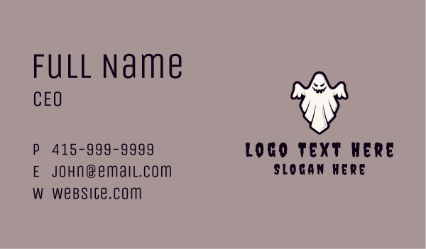 Spooky Halloween Ghost Business Card Design Image Preview