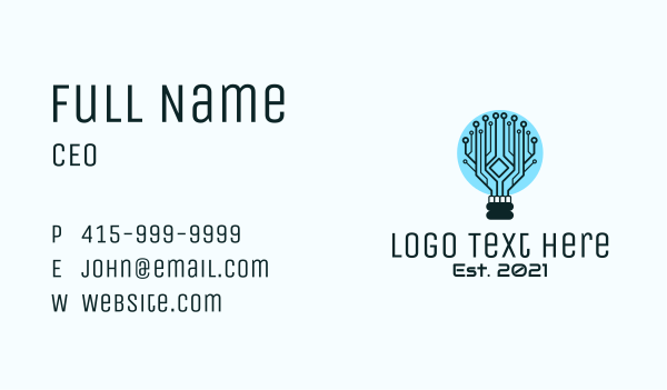 Cyber Circuit Bulb  Business Card Design Image Preview