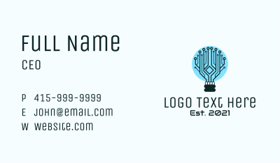 Cyber Circuit Bulb  Business Card Image Preview