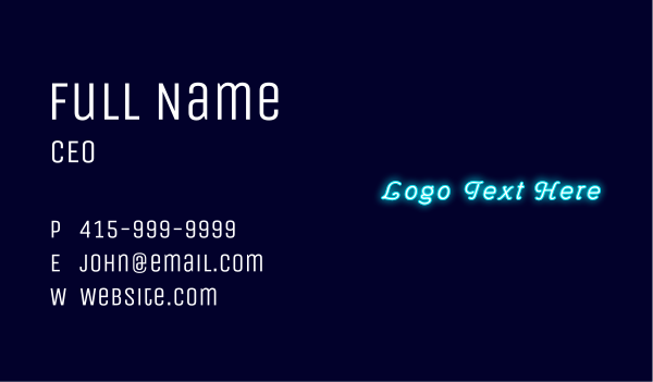 Neon Signage Company Business Card Design Image Preview