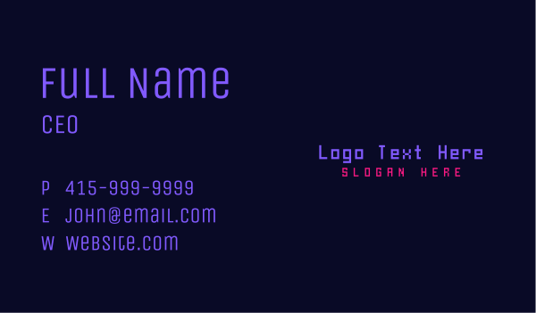 Retro Neon Wordmark Business Card Design Image Preview