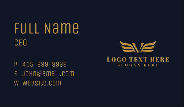 Golden Wing Letter V Business Card Design Image Preview