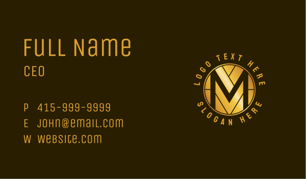 Metallic Gold Letter M Business Card Design Image Preview