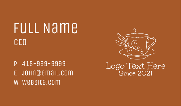 Swirly Plant Tea Cup Business Card Design Image Preview