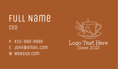 Swirly Plant Tea Cup Business Card Image Preview