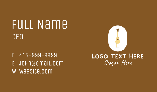 Acoustic Giraffe Guitar Business Card Design Image Preview
