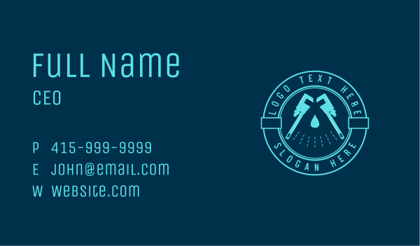 Wrench Shower Badge Business Card Design Image Preview