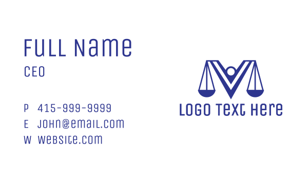 Blue V Lawyer Business Card Design