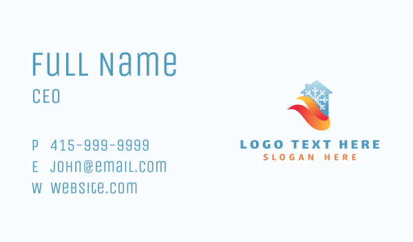 Heating & Cooling Home Business Card Design Image Preview