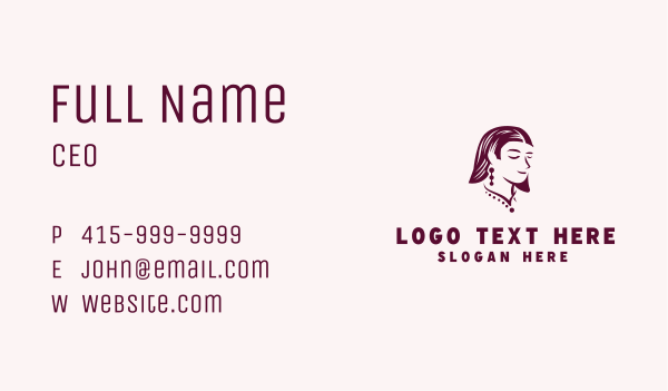 Woman Necklace Earring Jewelry Business Card Design Image Preview