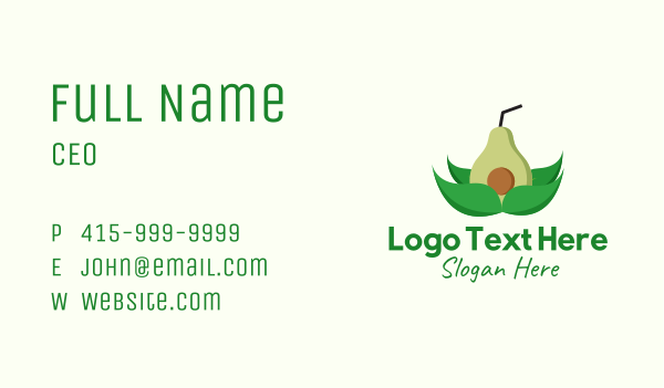 Organic Avocado Drink  Business Card Design