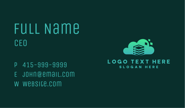 Cloud Pixel Database Business Card Design Image Preview