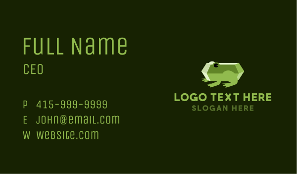 Emerald Gem Frog Business Card Design Image Preview