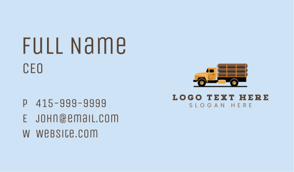 Logging Truck Wood Business Card Design Image Preview